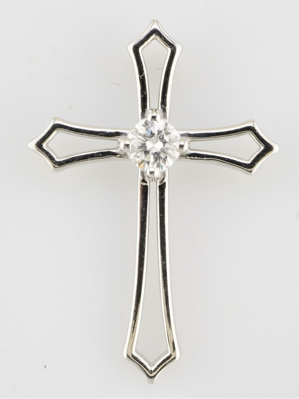 Solid 14k white gold natural diamond cross pendant